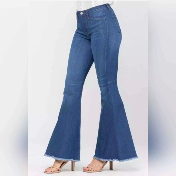 Judy Blue High Waist Super Flare Dark Denim Jeans 8396 - Size 9/29 - Picture 1 of 10